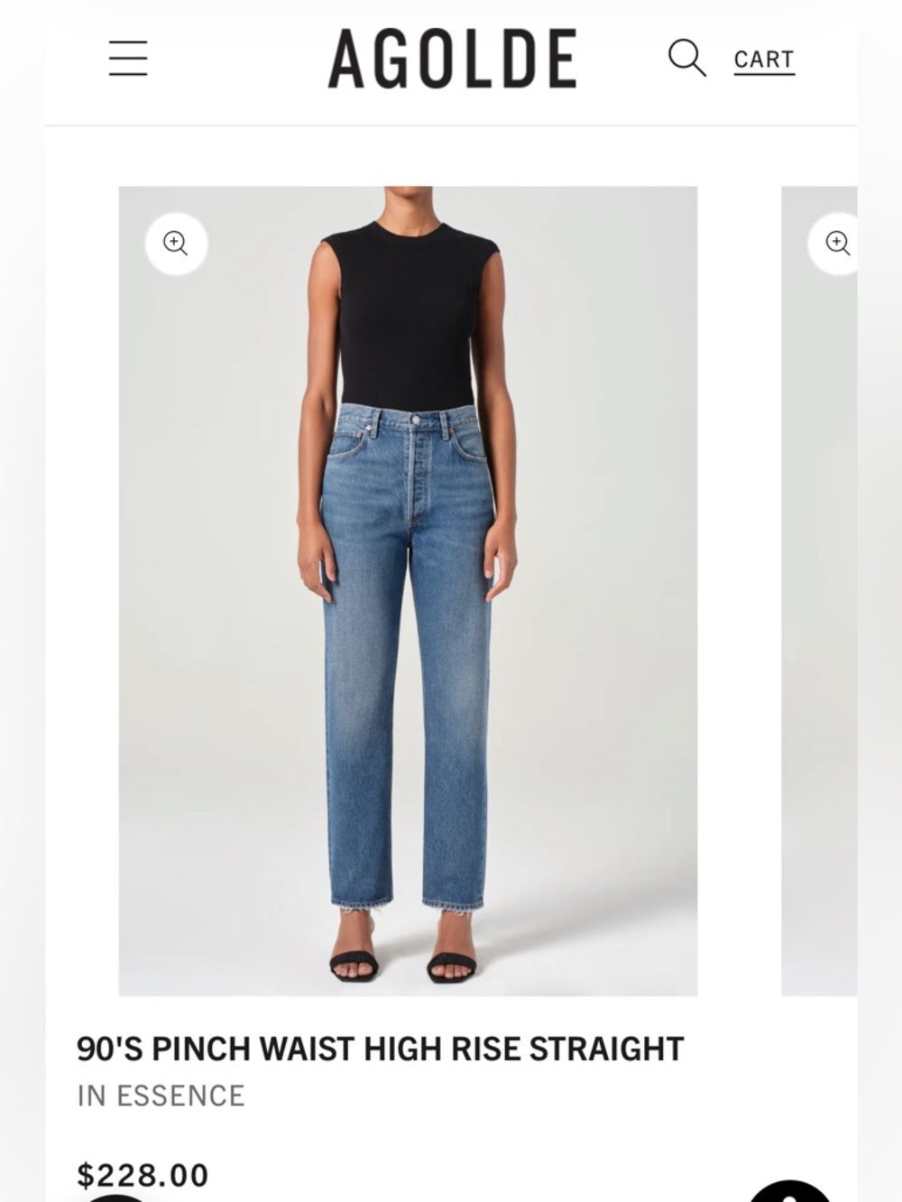 Agolde 90's Pinch Waist High-Rise Straight Jeans — Light Blue
